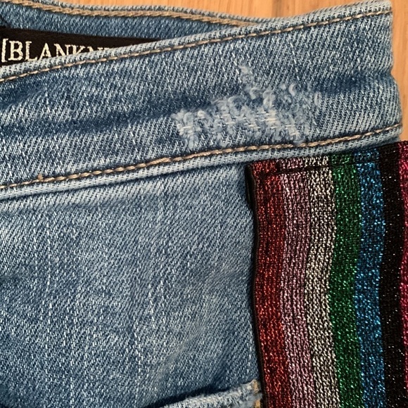 Blanknyc The Bond Glitter-Striped Mid-Rise Skinny Jeans in Retrograde Women’s 28 - Picture 9 of 16